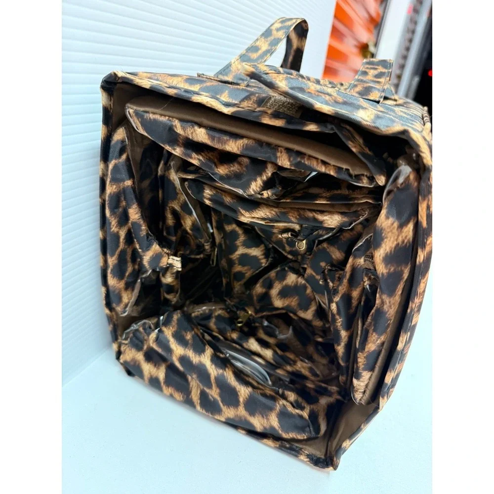 Joy Mangano Set of 3 Better Beauty Case Leopard w/ BONUS JEWELRY CASE HOLDER